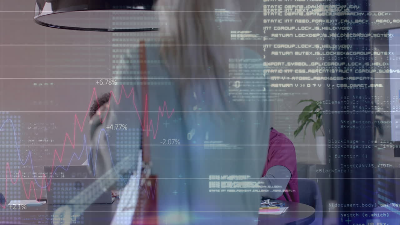 Animation of padlock icons data processing over diverse doctors in office