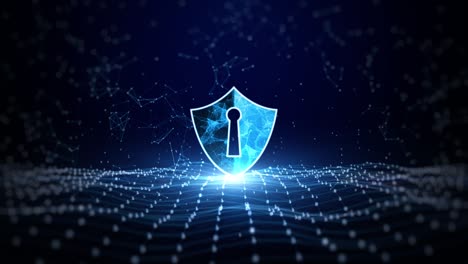 shield icon cyber security, digital data network protection, future technology digital data network connection abstract background concept.