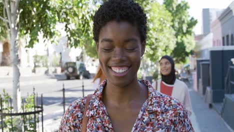 portrait of a young woman in the street