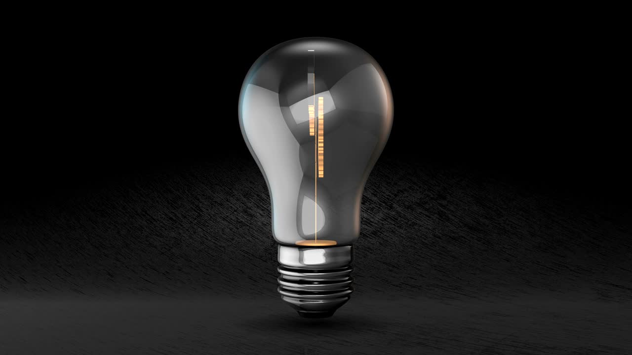 una bombilla con engranajes que brillan en el estilo oscuro del cyberpunk. idea tecnológica, pensamiento, innovación de ai, investigación y desarrollo. concepto de bucle de animación de video 3d 4k uhd.