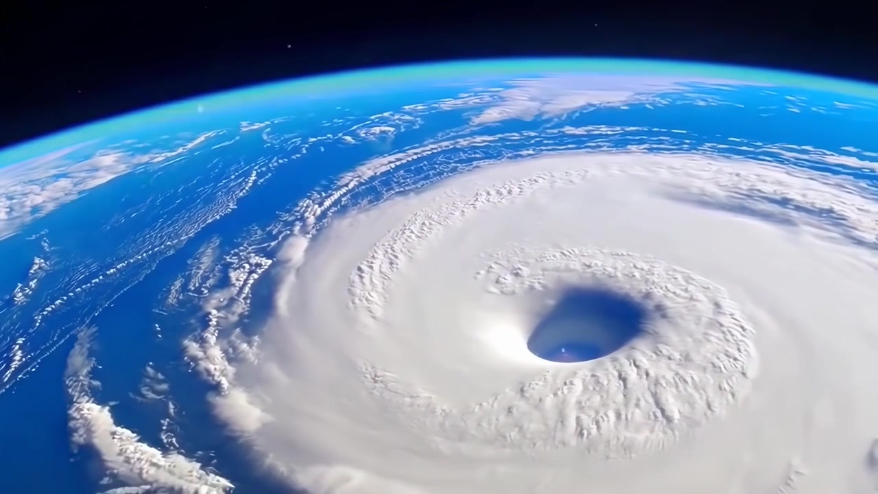 Vista aerea di un enorme uragano sulla Terra