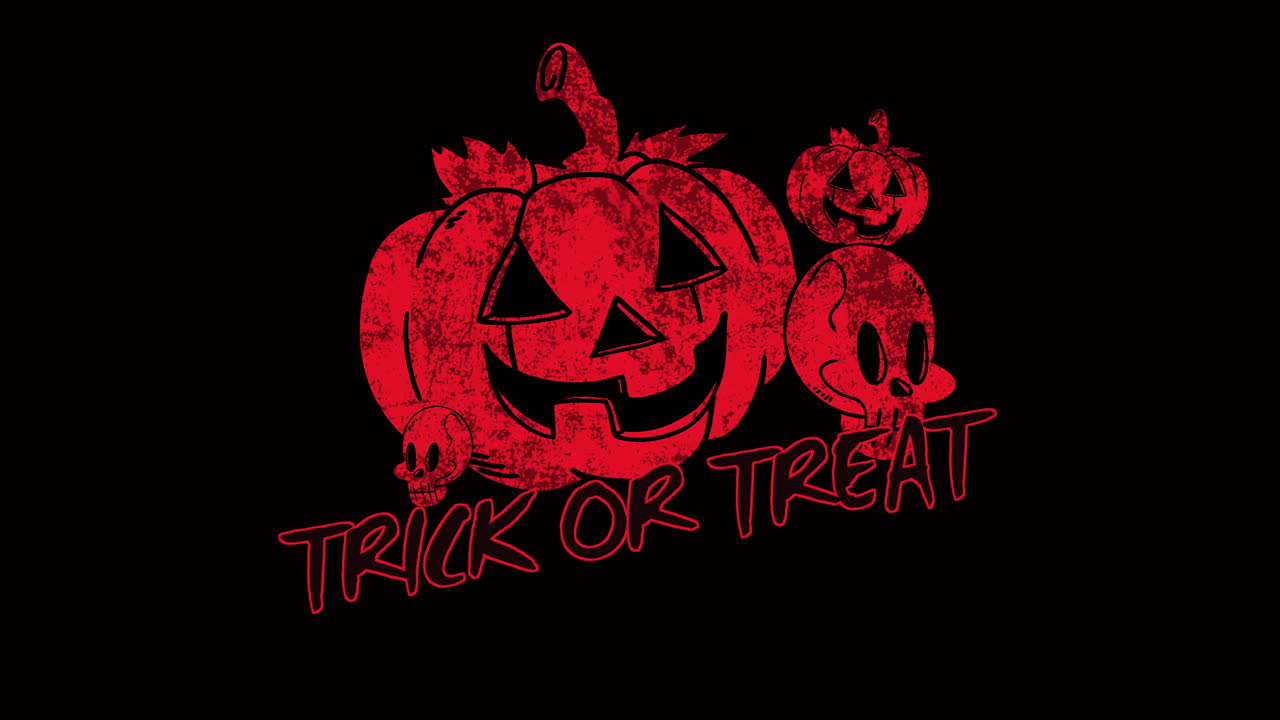 halloween siniestro con calabaza roja sangre y cráneos sonrientes