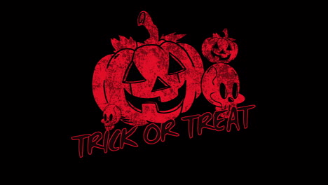 sinister halloween with blood-red pumpkin and grinning skulls