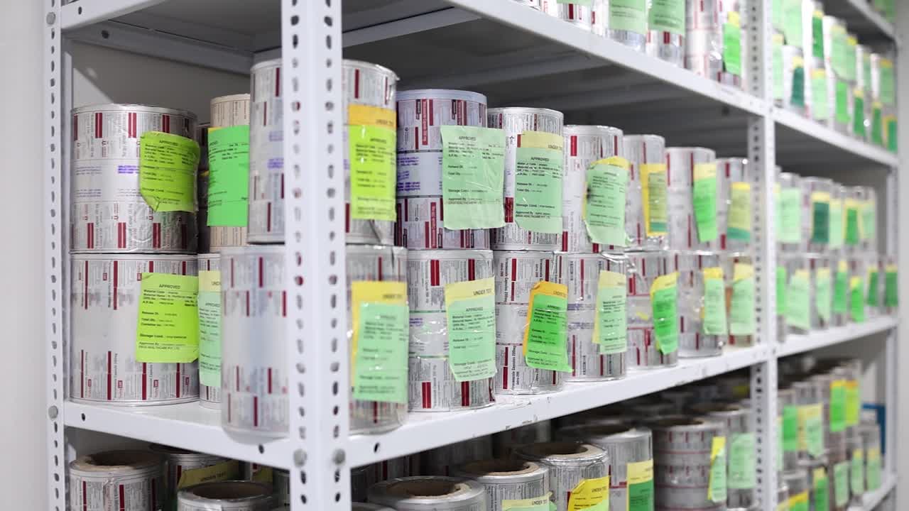 Rolls of Labels in a Warehouse