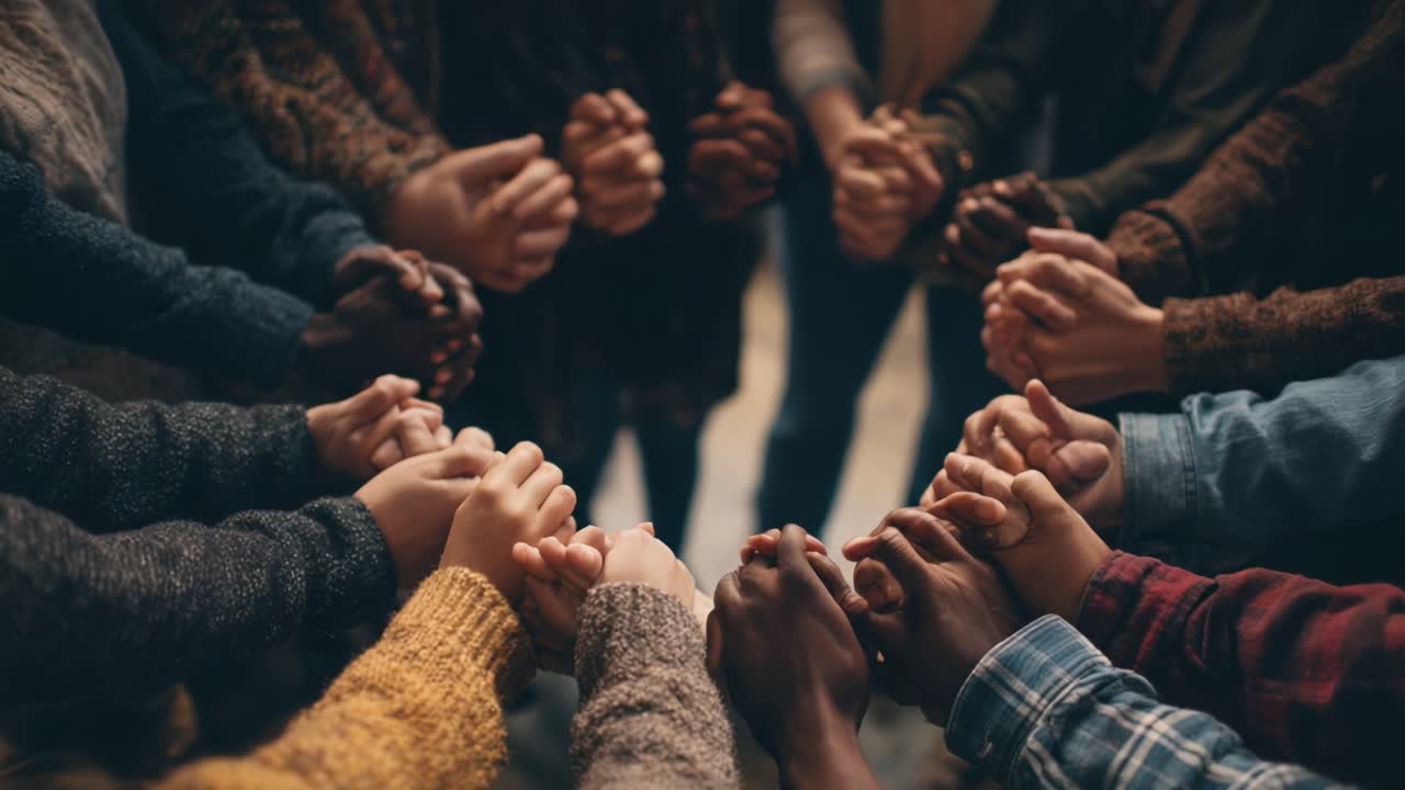 Unity Through Connection: A Circle of Supportive Hands Coming Together in a Powerful Gesture of Solidarity and Strength, Representing Togetherness, Hope, and Collective Empowerment