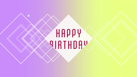 tarjeta de cumpleaños geométrica con diseño colorido y texto de feliz cumpleaños en negrita
