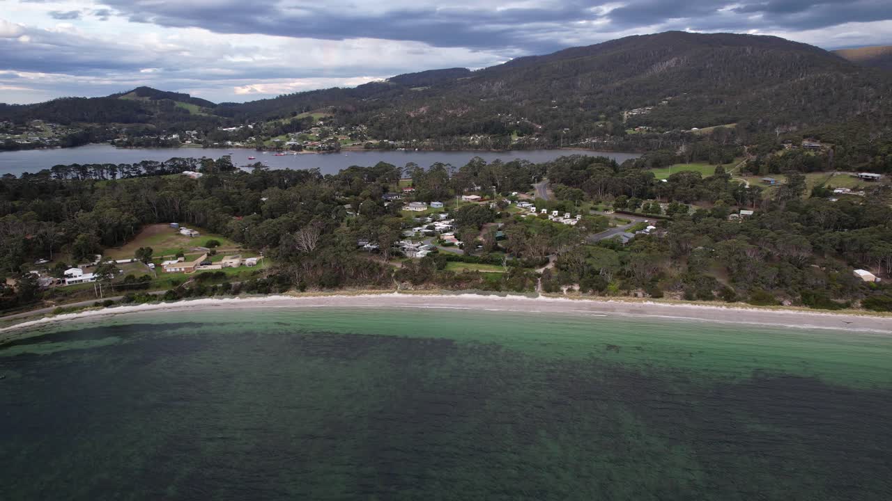 Wedge Bay And White Beach In Tasmania, Australia - Aerial Drone Shot