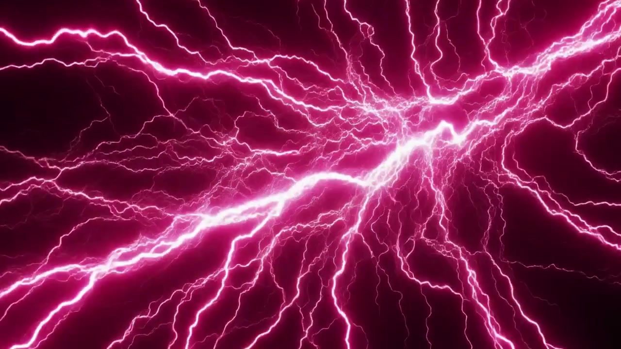 Fulmini rosa vibranti che si stagliano su uno sfondo scuro