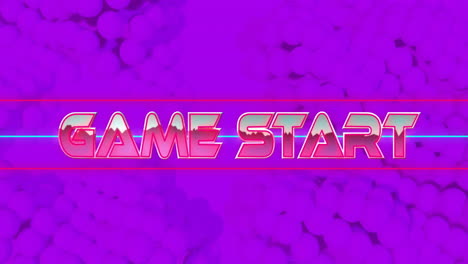 animation of game start text over purple shapes