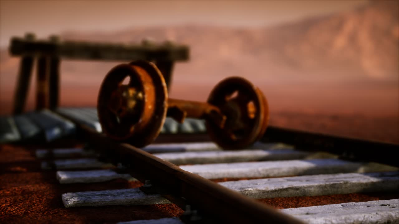 vías ferroviarias abandonadas en el desierto