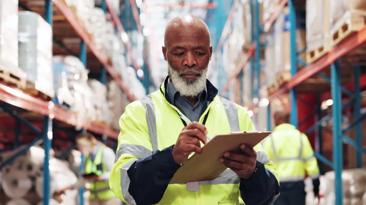 trabajador de almacén comprobando el inventario