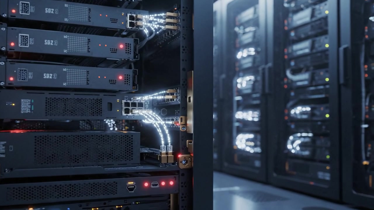 Exploring Advanced Data Center Technology: A Glimpse into High-Performance Servers and Interconnected Systems in a Modern Server Room Environment