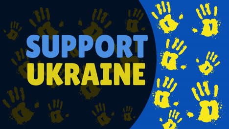 animation of support ukraine text over yellow hands