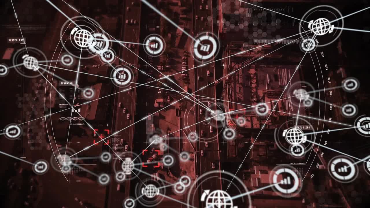 Globo bianco singolo che pulsa una volta, avviando la crescita della rete HUD e collegando i nodi, mostrando il flusso di traffico