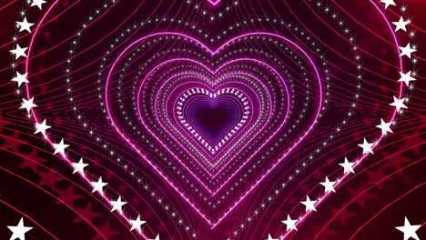 Rose-coloured-Background-with-design-hearts-and-stars-in-Loop,-stage-video-background-for-nightclub,-visual-projection,-music-video,-TV-show,-stage-LED-screens,-party-or-fashion-show