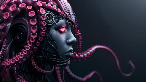cyberpunk octopus woman profile
