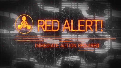 animation of red alert text and symbol over chains