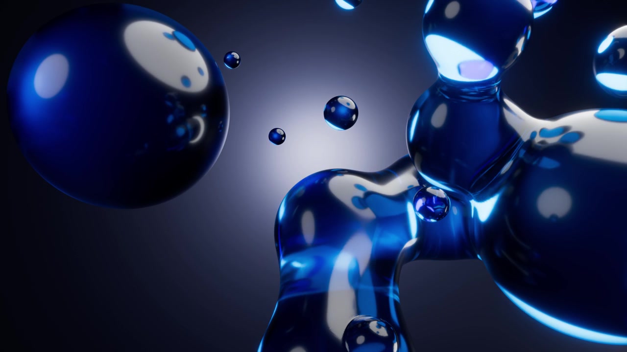 Sfondo astratto con bolle blu fluttuanti
