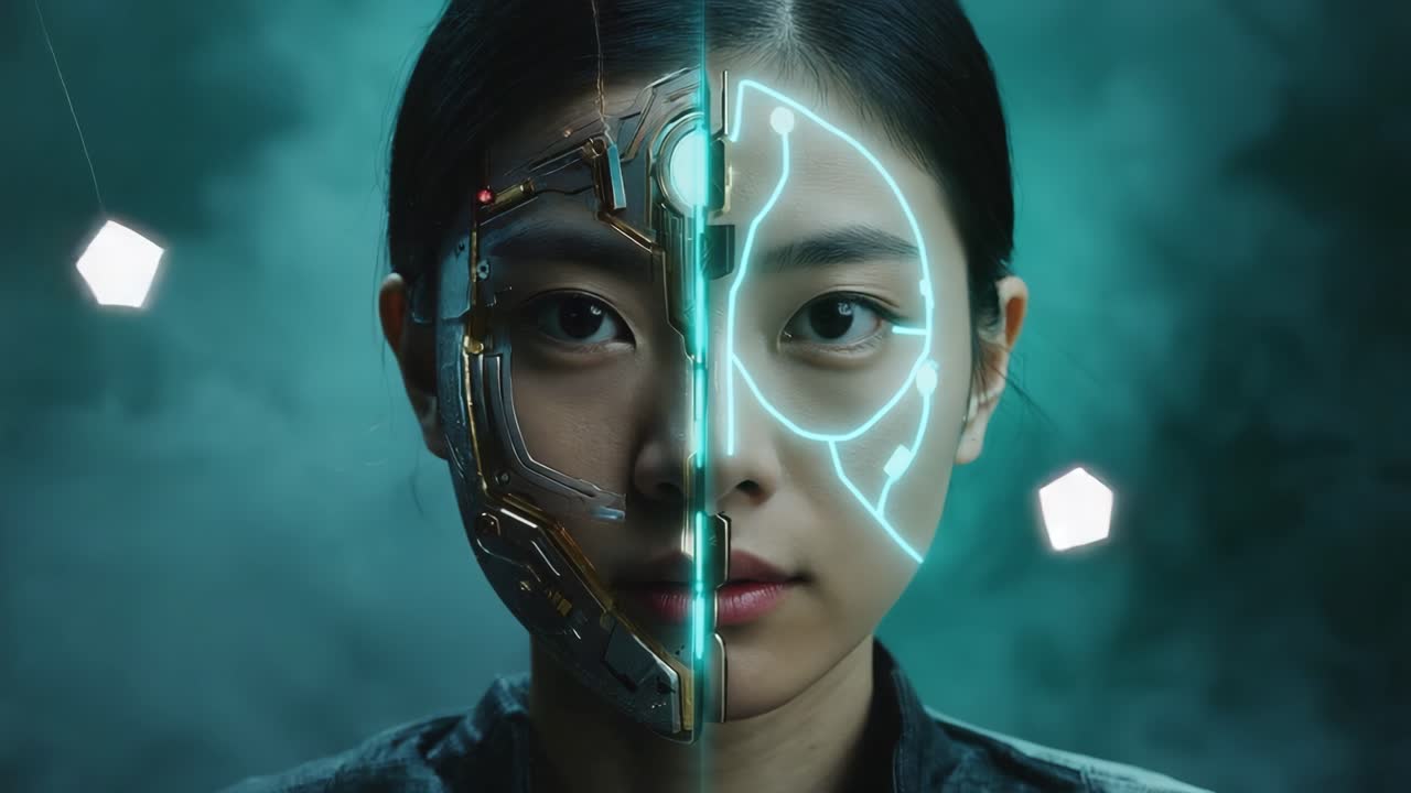 Woman with Cybernetic Face