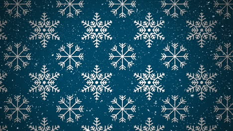 digital animation of snowflakes moving against snow falling on blue background