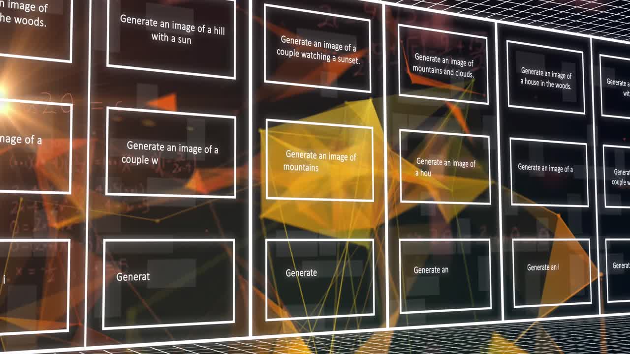 animación de texto de inteligencia artificial y procesamiento de datos