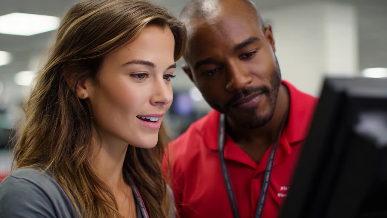 Engaged in Learning: A Dynamic Duo Collaborates Over a Computer Screen, Demonstrating Teamwork and Focus in a Professional Environment, as They Share Insights and Analyze Data Together