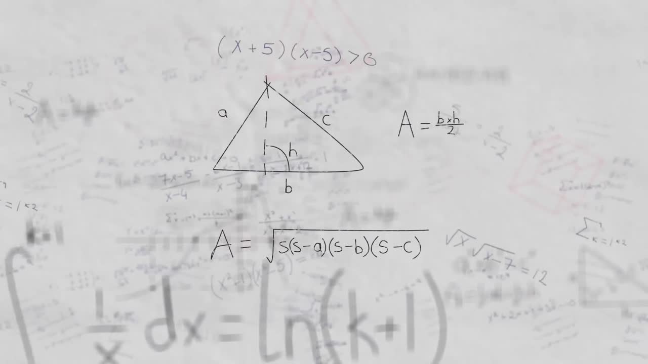 símbolos matemáticos y ecuaciones que se mueven contra un fondo blanco