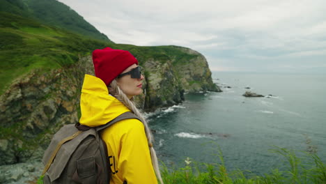 woman hiking on the coast