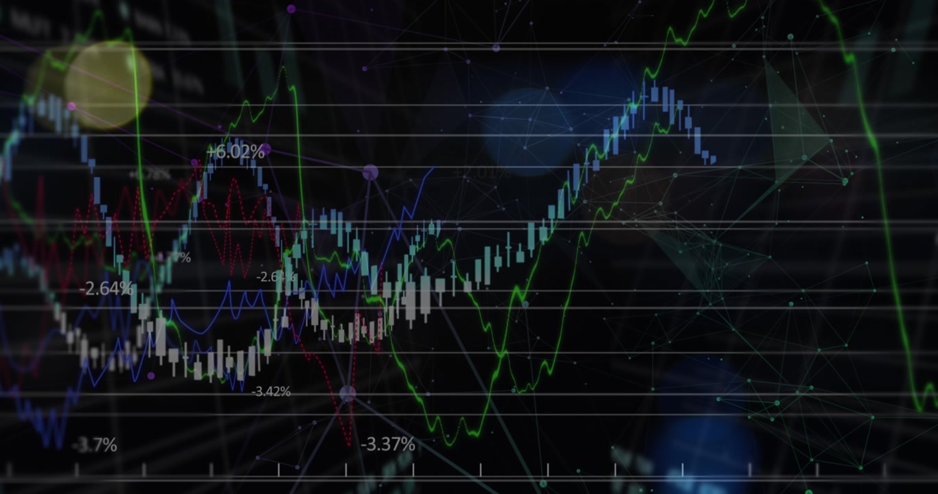 Animazione di rete di connessioni e elaborazione di dati su griglia.