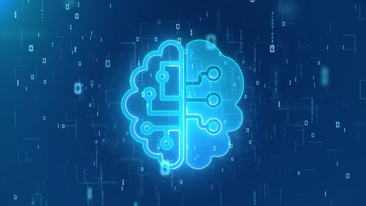 Brain loop animation of artificial intelligence ai of data mining deep learning modern computer