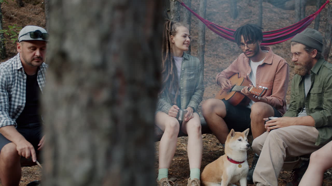 Friends Camping and Making Music