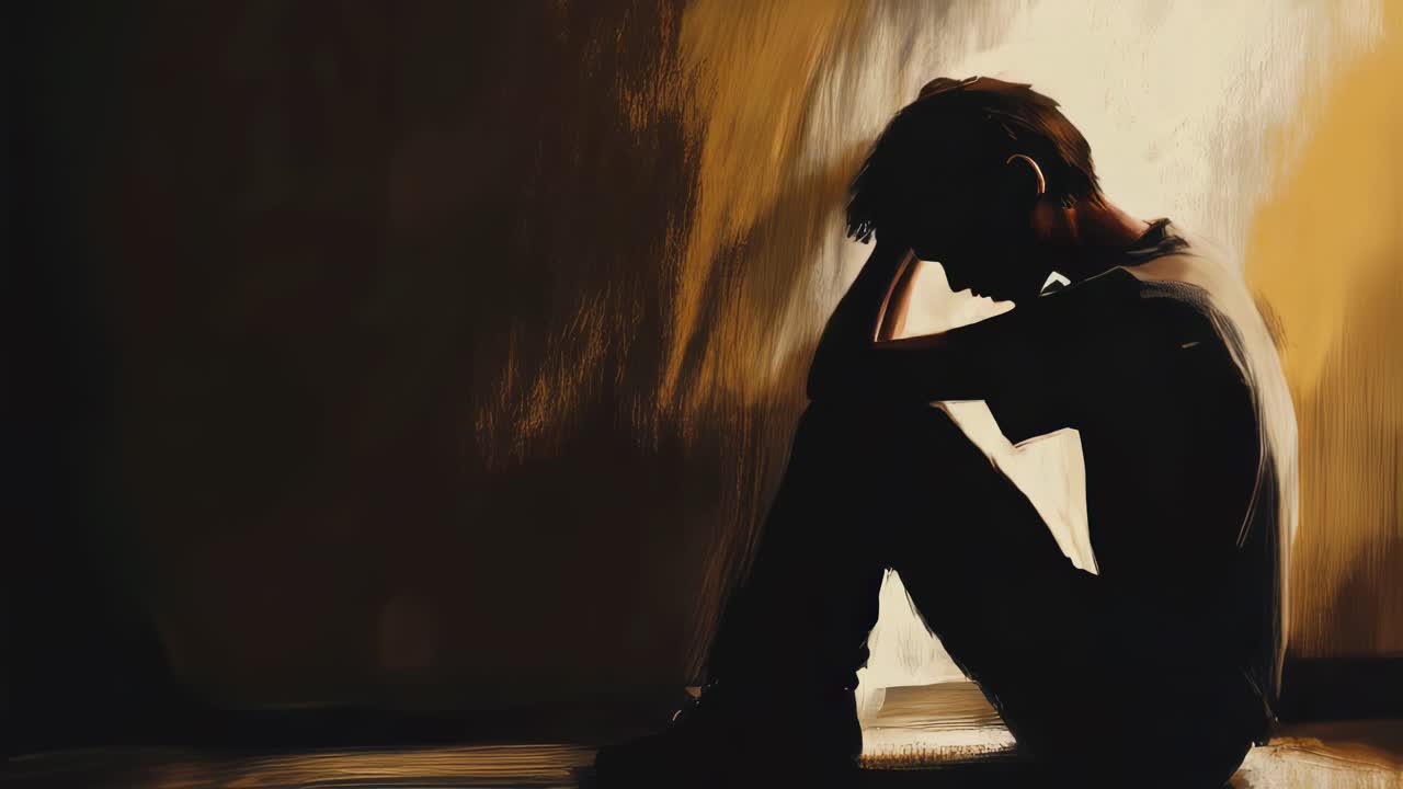 Silhouette of a Teenager in Despair