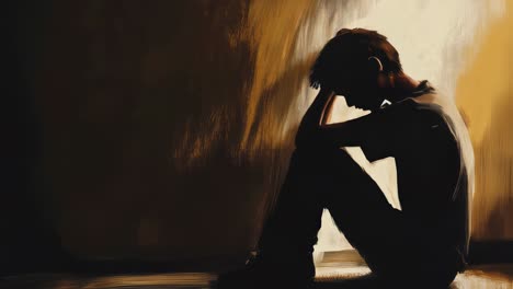 silhouette of a teenager in despair