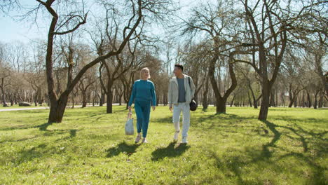 couple walking in the forest