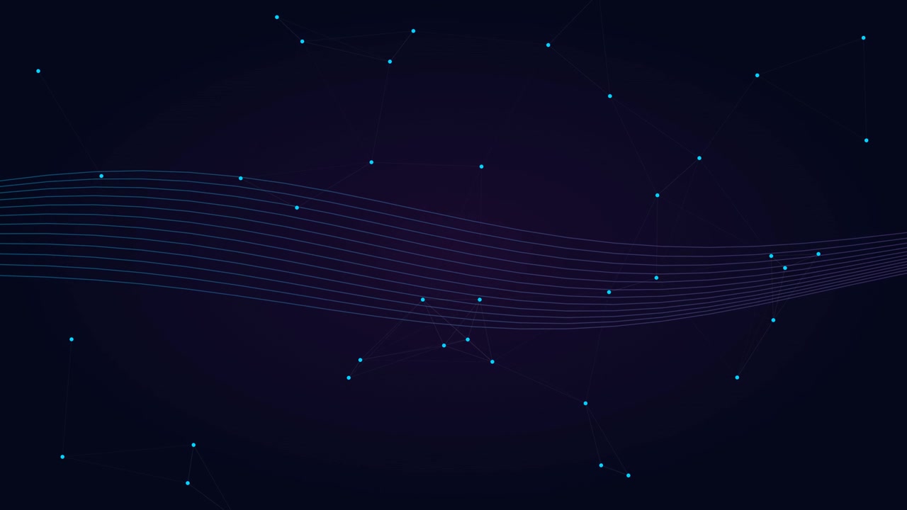 Abstract Digital Network Background with Flowing Lines and Connected Nodes