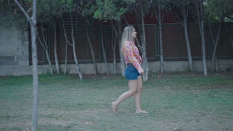woman walking in a park