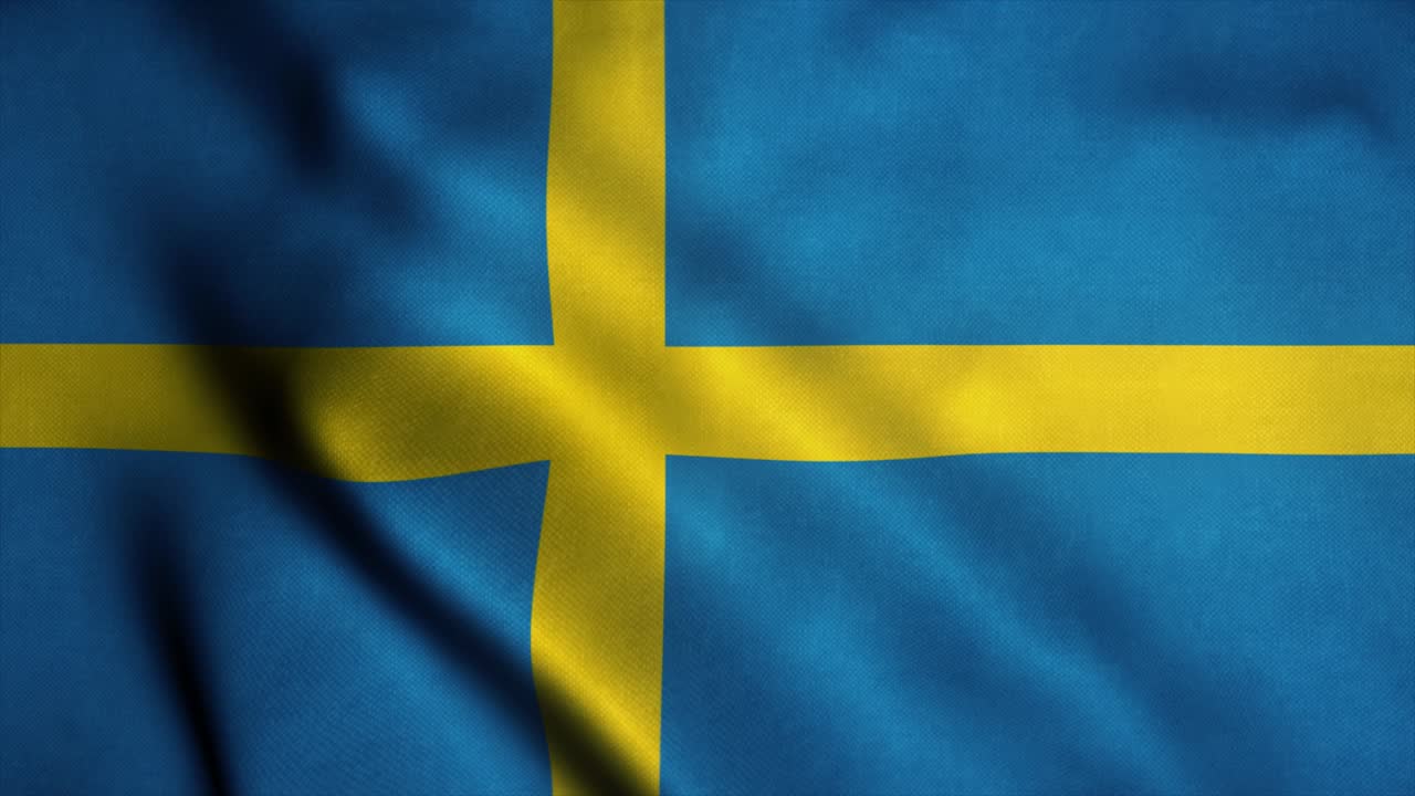 바람에 흔들리는 스웨덴 발, 스웨덴의 국기, 스웨덴의 상징, 시엄리스 루프 애니메이션
