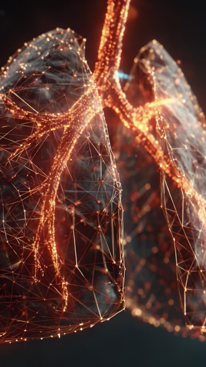 A Stunning Visualization of Lungs Shaped from Glowing Networks of Light, Representing the Complexity and Beauty of Human Respiratory Systems