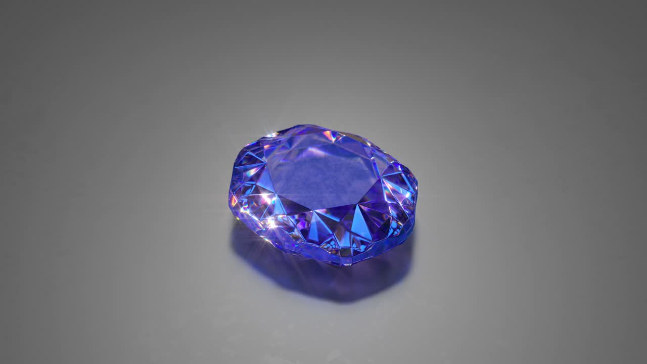 Royal blue sapphire gemstone rotates 3D render seamless loop animation
