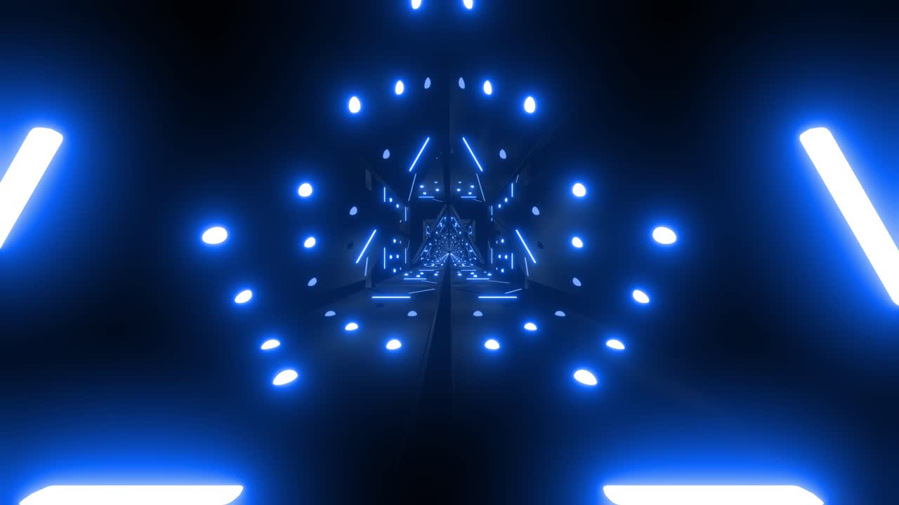 Neon Blue Geometric Tunnel