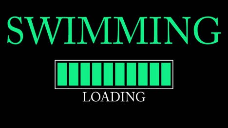 swimming text with loading, downloading, uploading bar indicator