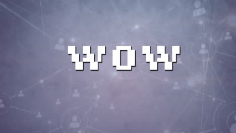 wow text banner and yellow microprocessor connections against network of profile icons