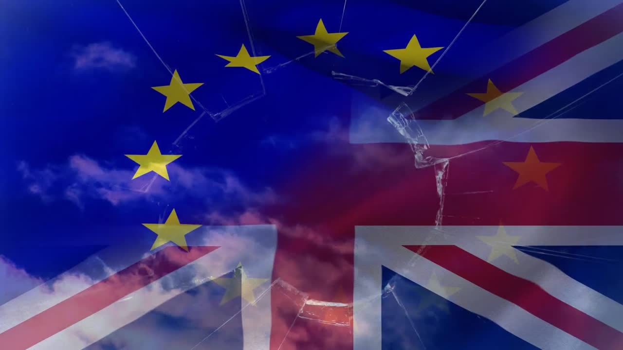 vídeo de la bandera de la ue y gran bretaña