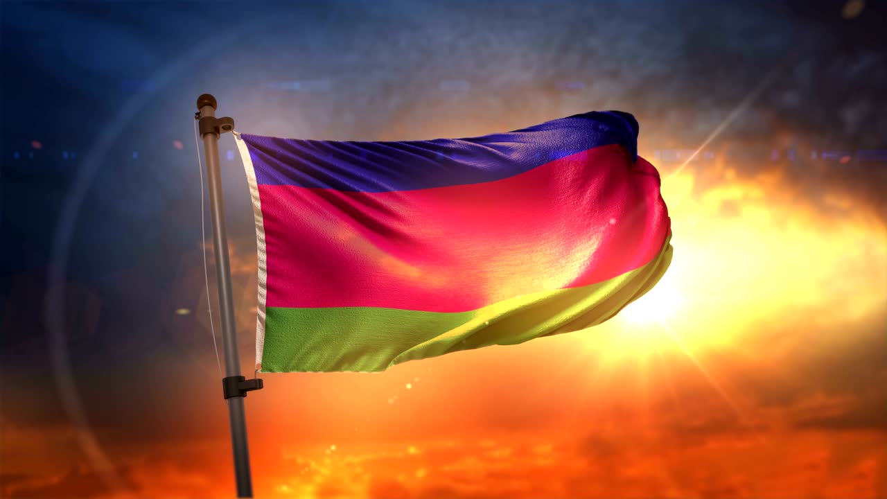 쿠바 인민공화국의 발은 아름다운 해가 뜨는 순환 속도 느린 모션 4k에서 백라이트됩니다.