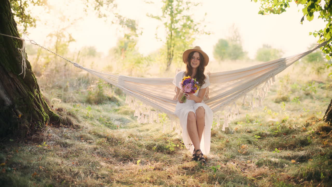 Hammock reflections of a joyful summer girl