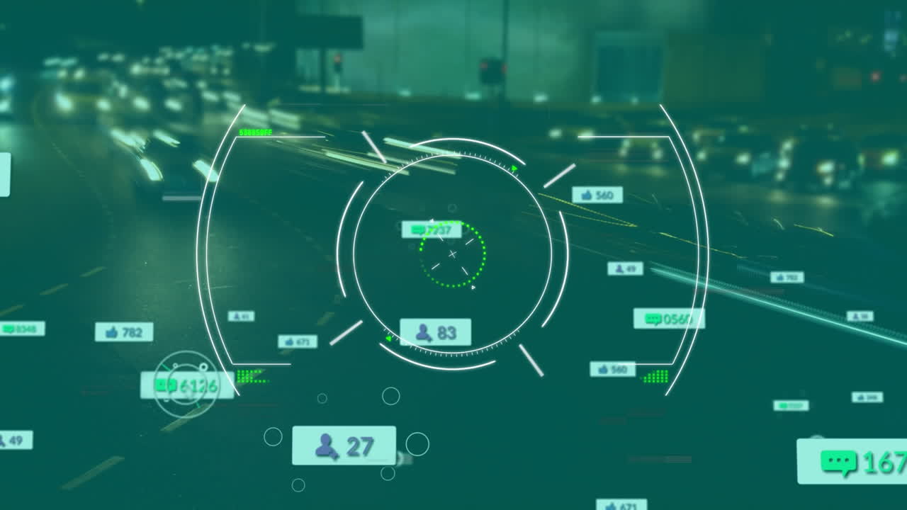 animación de iconos de redes sociales en el ámbito y el paisaje urbano