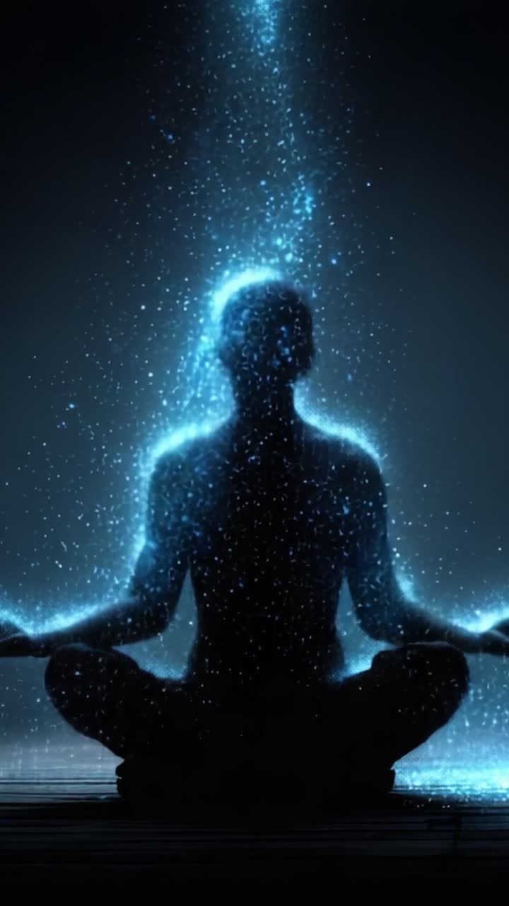Un momento trascendente: il viaggio della pace interiore e della connessione cosmica attraverso la meditazione, che illumina l'essenza della consapevolezza e della scoperta di sé