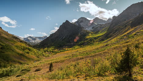 clouds passing over the mountains at mcgee creek in mammoth lakes, california, usa