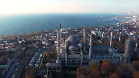 aerial view of the blue mosque (sultanahmet) in istanbul in day, turkie.