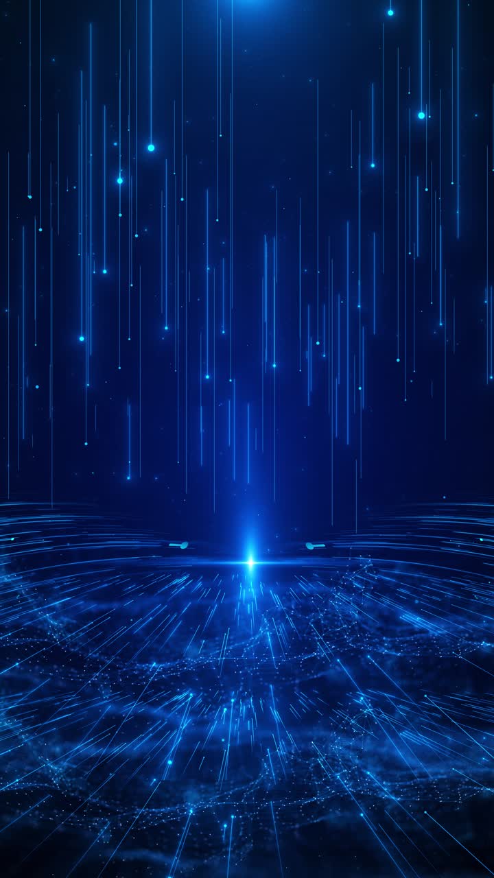 Cyber big data flow particles 3d quantum computer server background 3d blockchain blocks concept